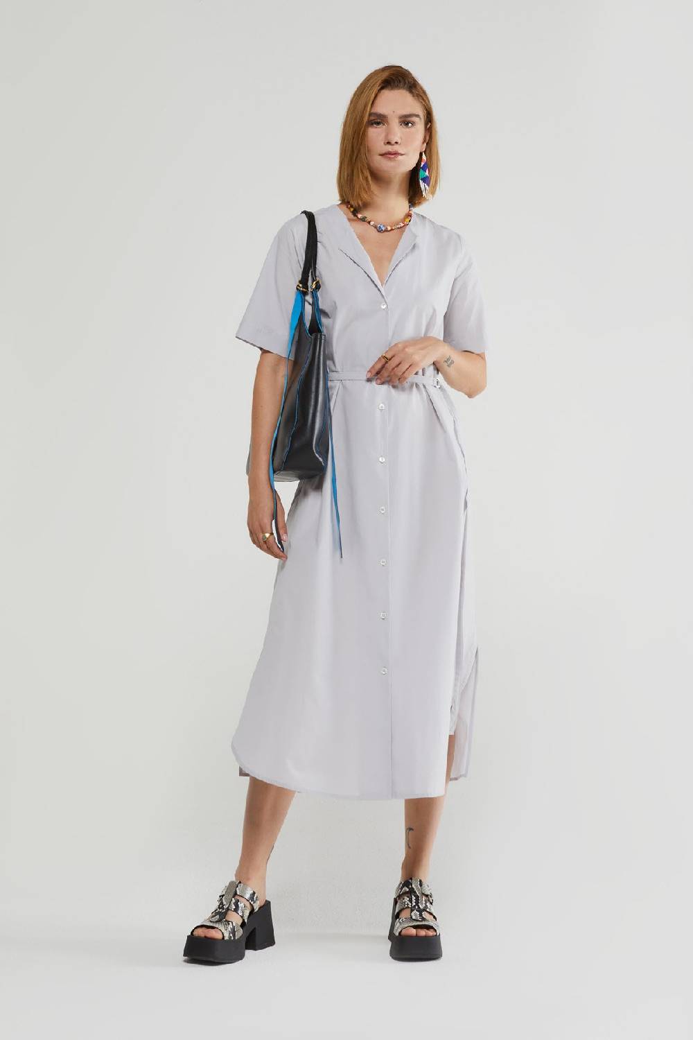 ottod'Ame Poplin long dress with sash 50% di sconto con spedizione gratuita