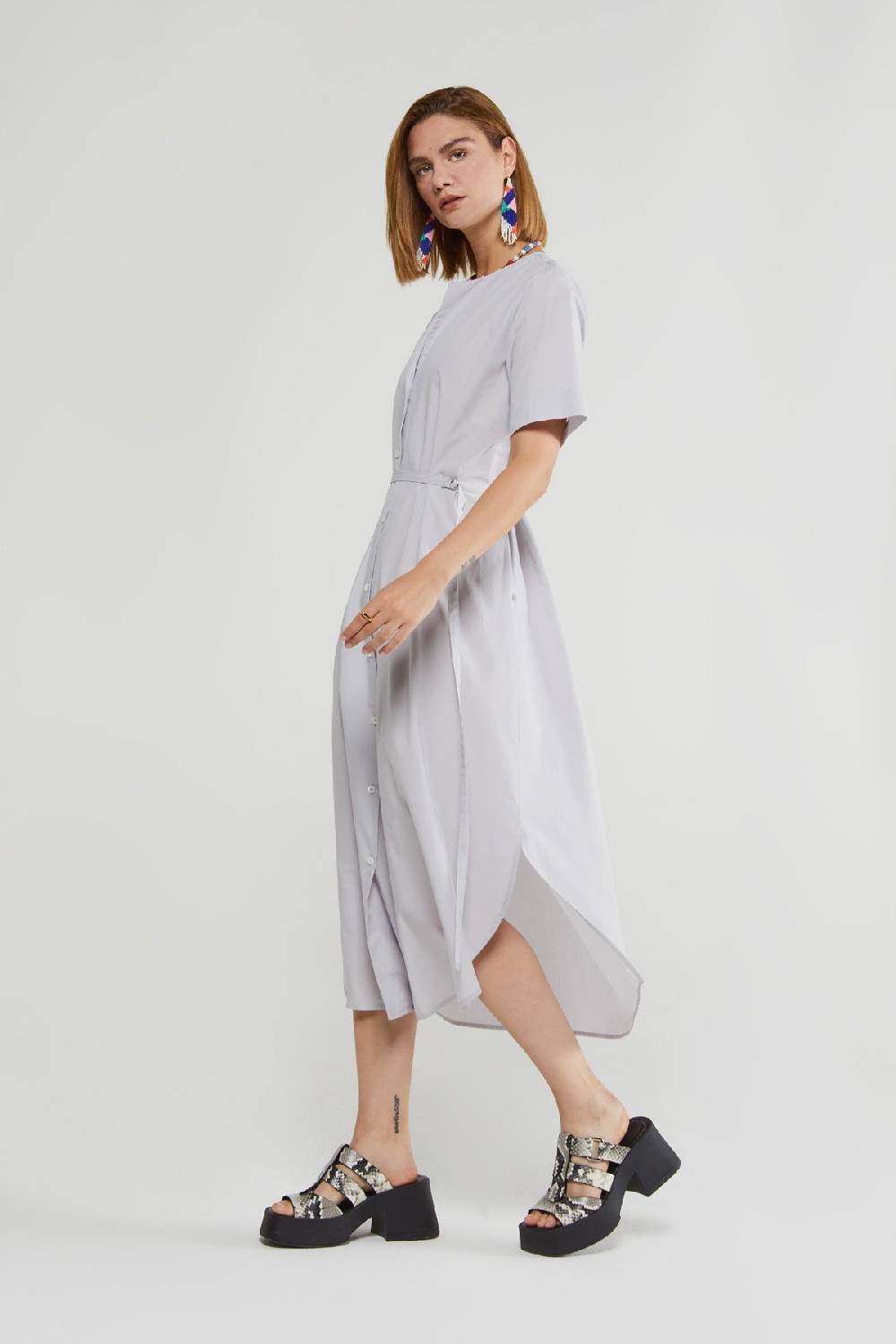 ottod'Ame Poplin long dress with sash 50% di sconto con spedizione gratuita