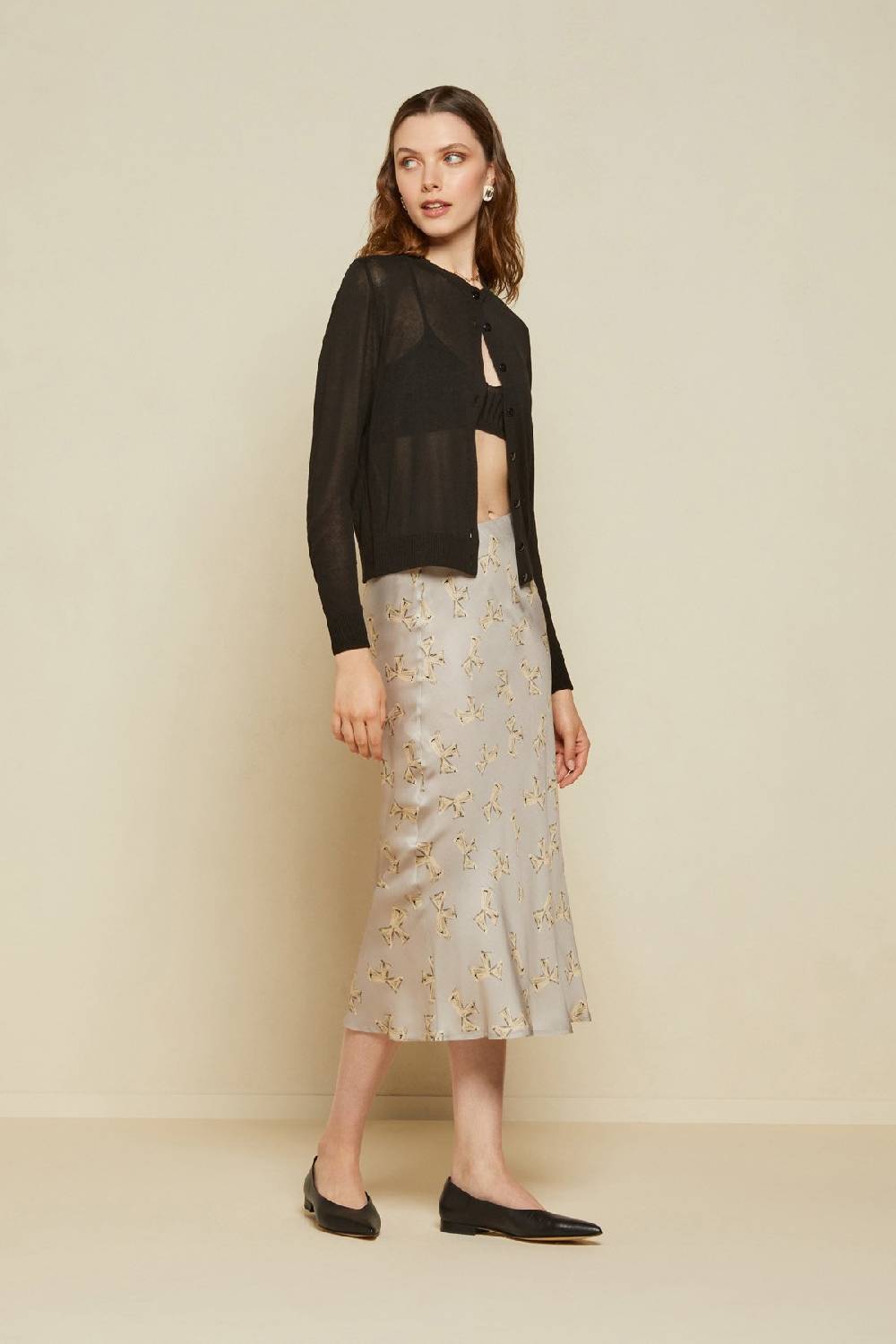 ottod'Ame Printed viscose midi skirt Officina