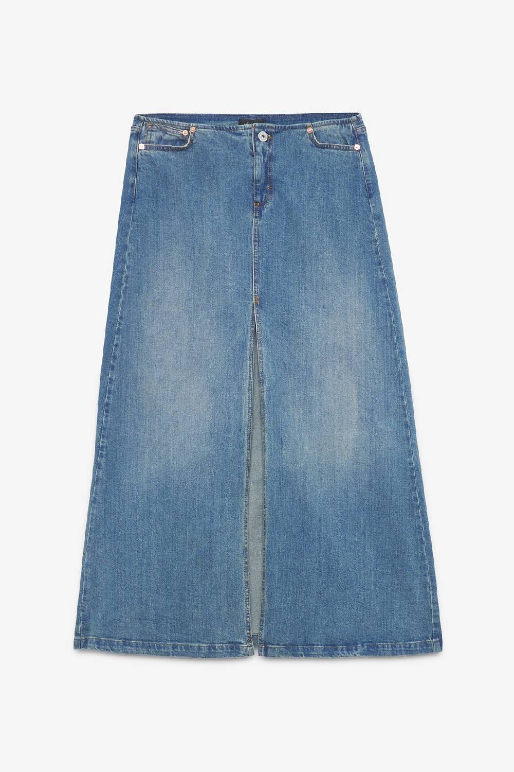 ottod'Ame Denim full skirt with split In Linea