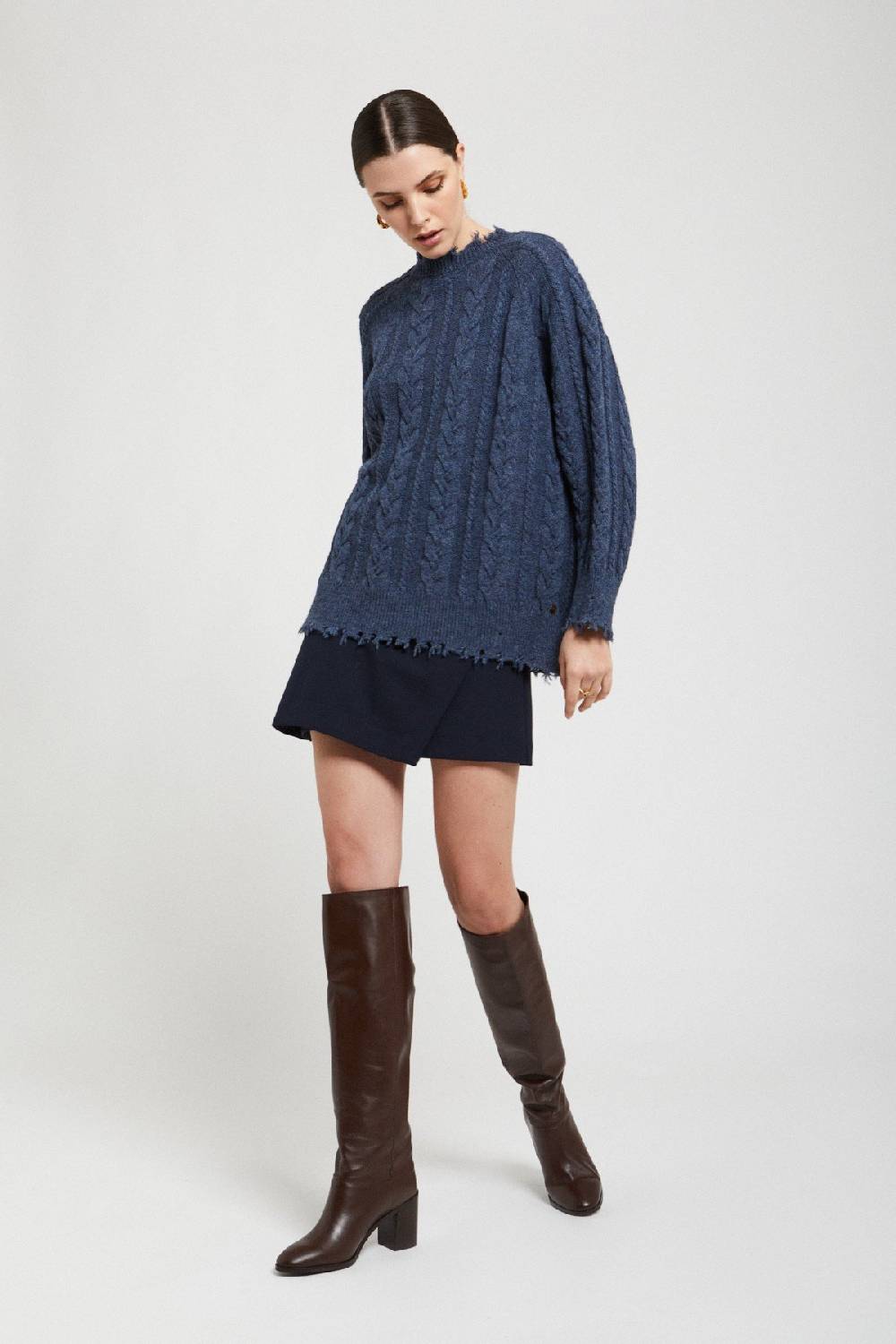 ottod'Ame Wool blend sweater with fringes Spedizione Gratuita