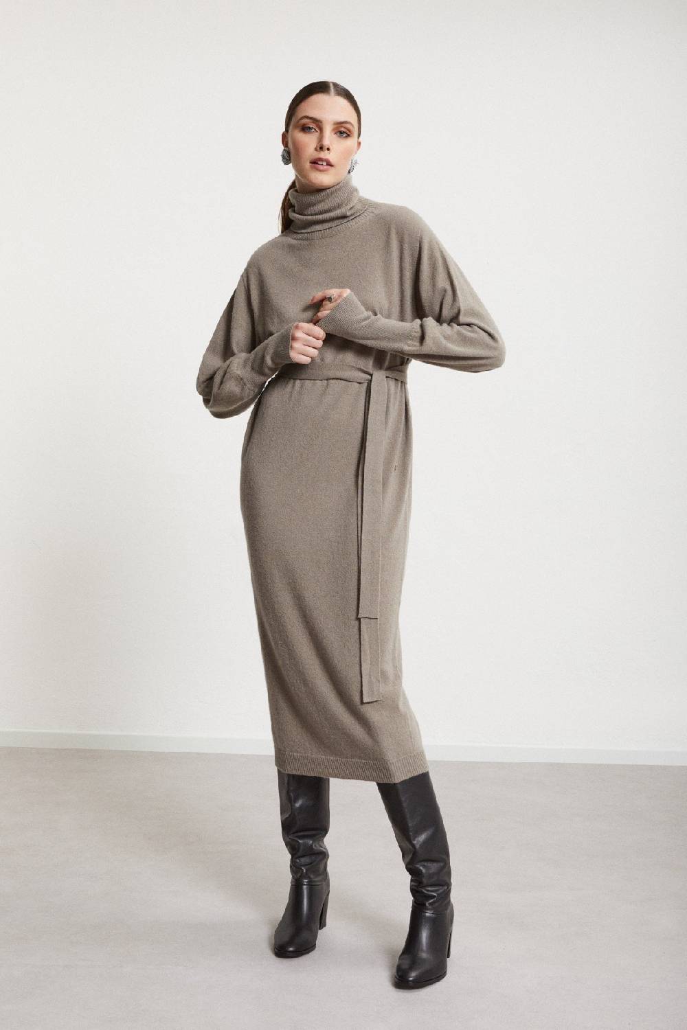 ottod'Ame Cashmere blend long dress with sash Pezzi Unici