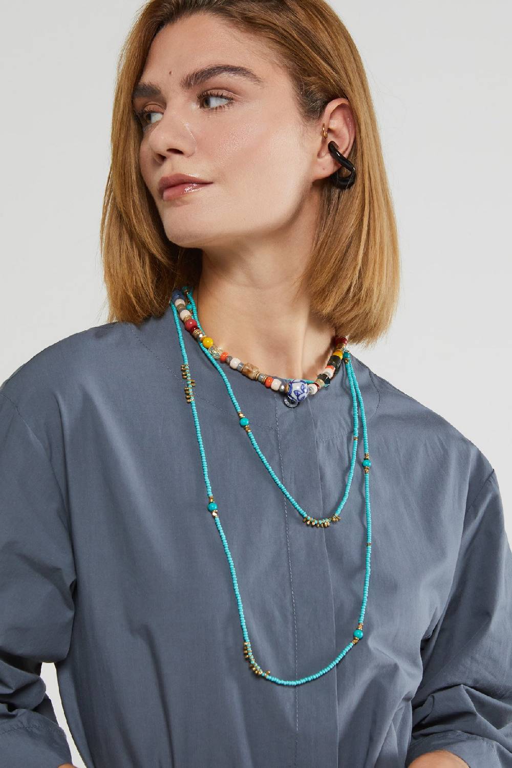 ottod'Ame Poplin chemisier midi dress with sash Sconto