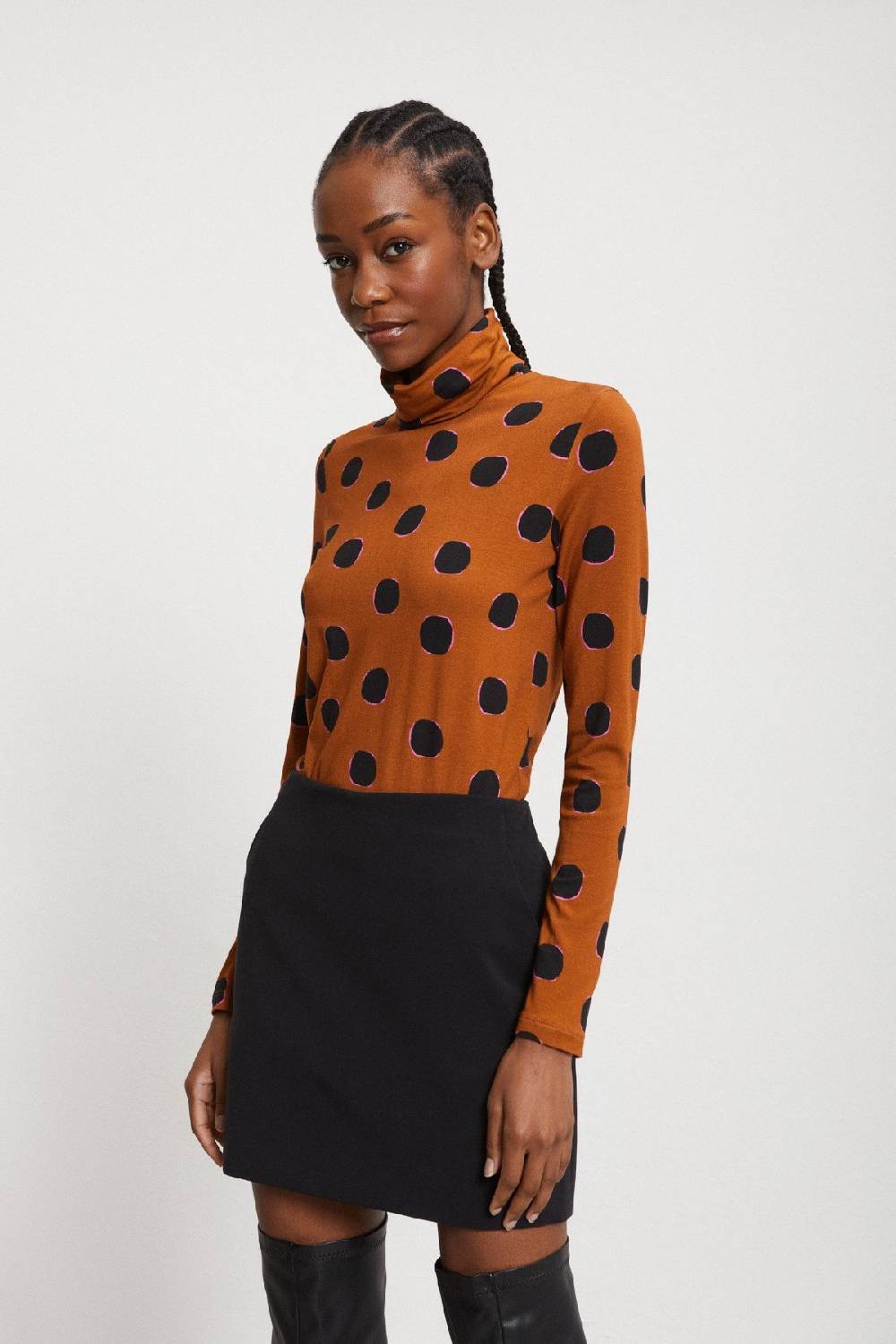 ottod'Ame Printed viscose turtleneck t-shirt Saldi