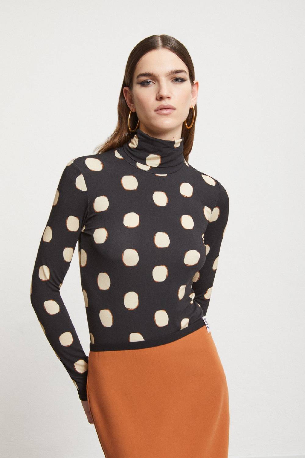 ottod'Ame Printed viscose turtleneck t-shirt Moda