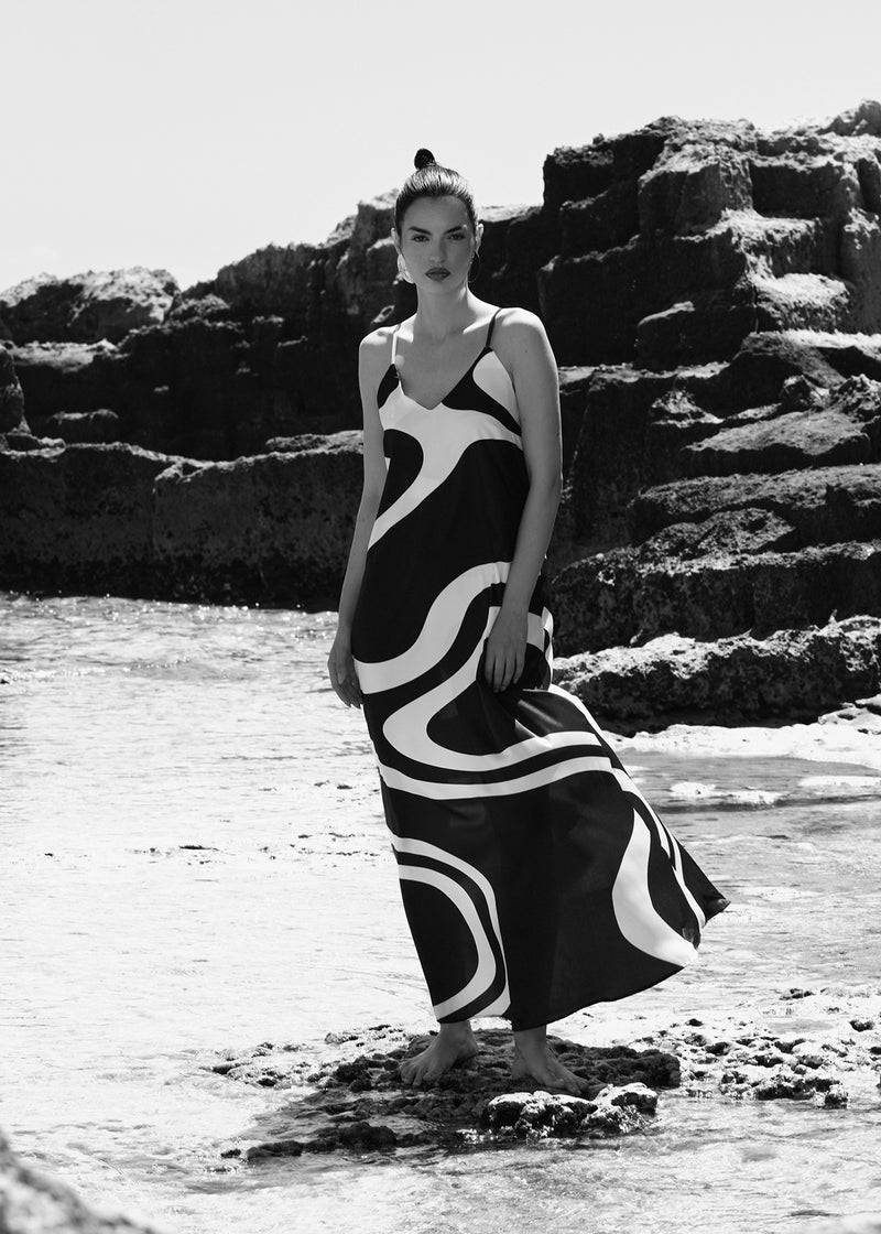 Paola T. Abito lungo in stampa wave Online