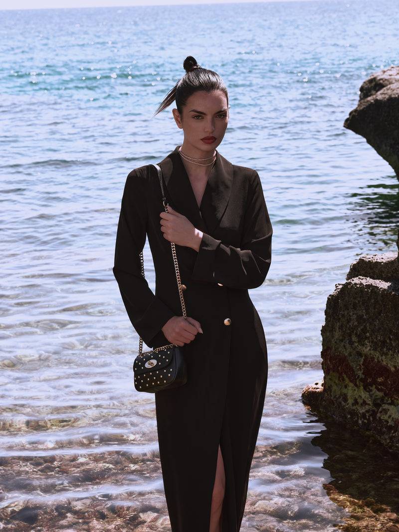 Paola T. Robe-manteau in cady fluid strech Qualità Garantita