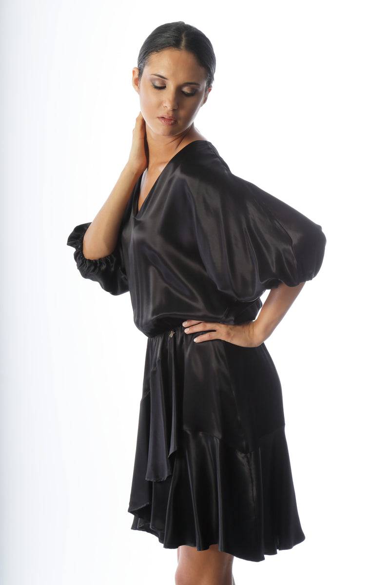 Paola T. Abito in raso di viscosa Consegna Veloce