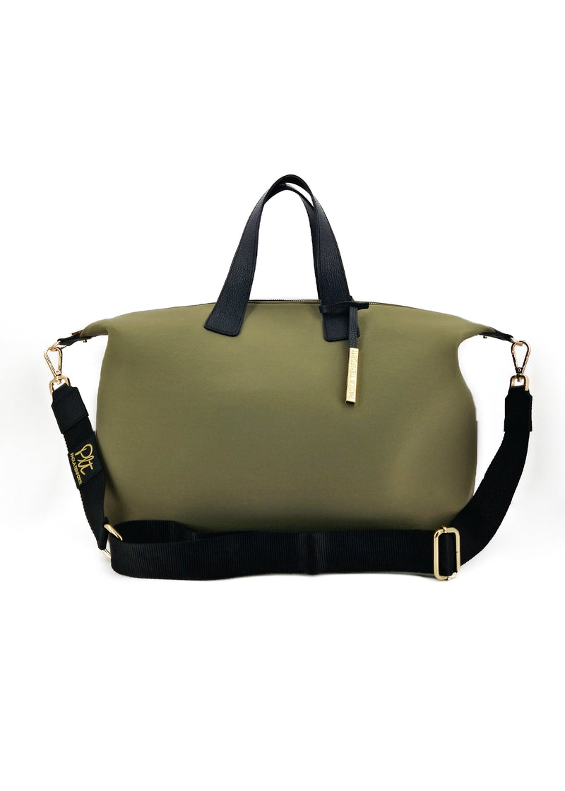 Paola T. Bauletto large in neoprene con dettagli oro Vendita Calda