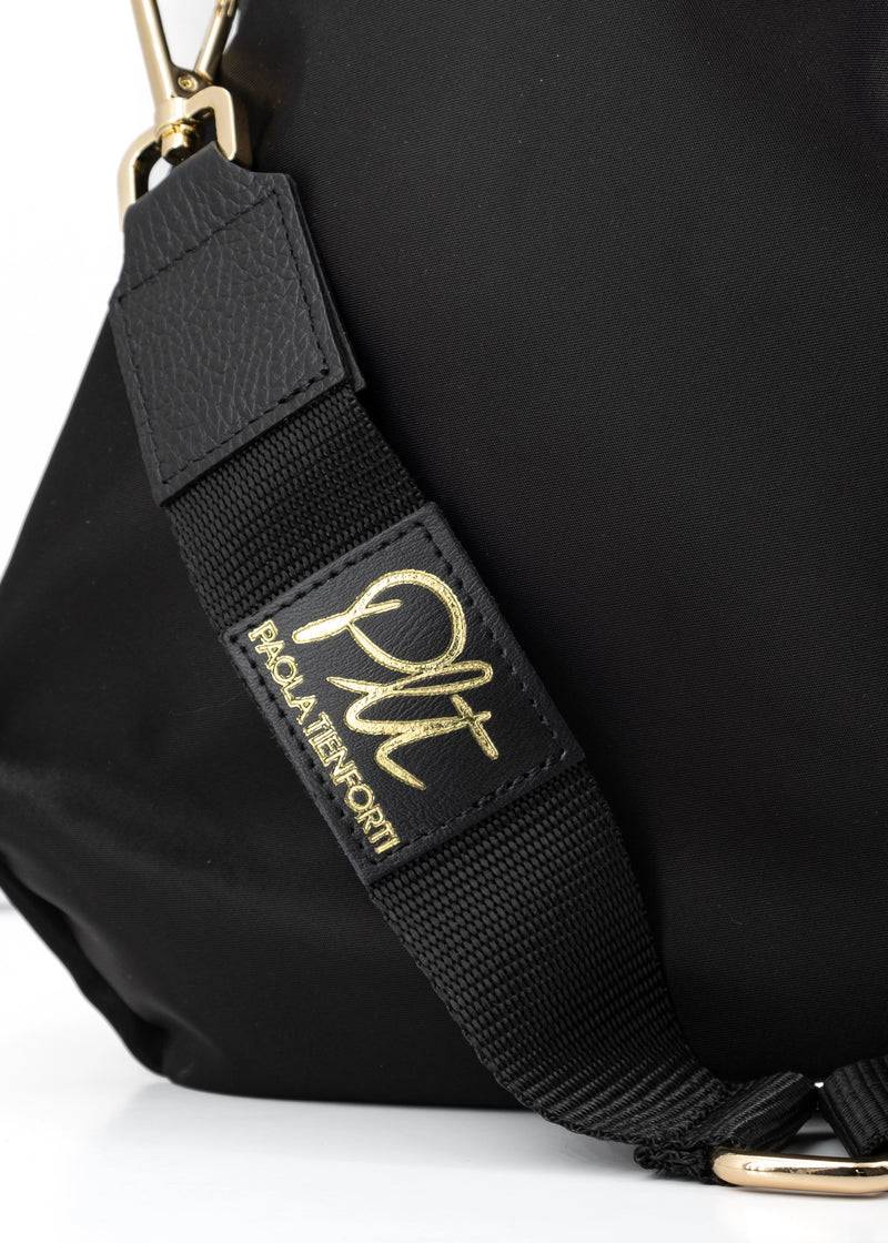 Paola T. Sacca hobo in nylon con dettagli oro Vendita Economica
