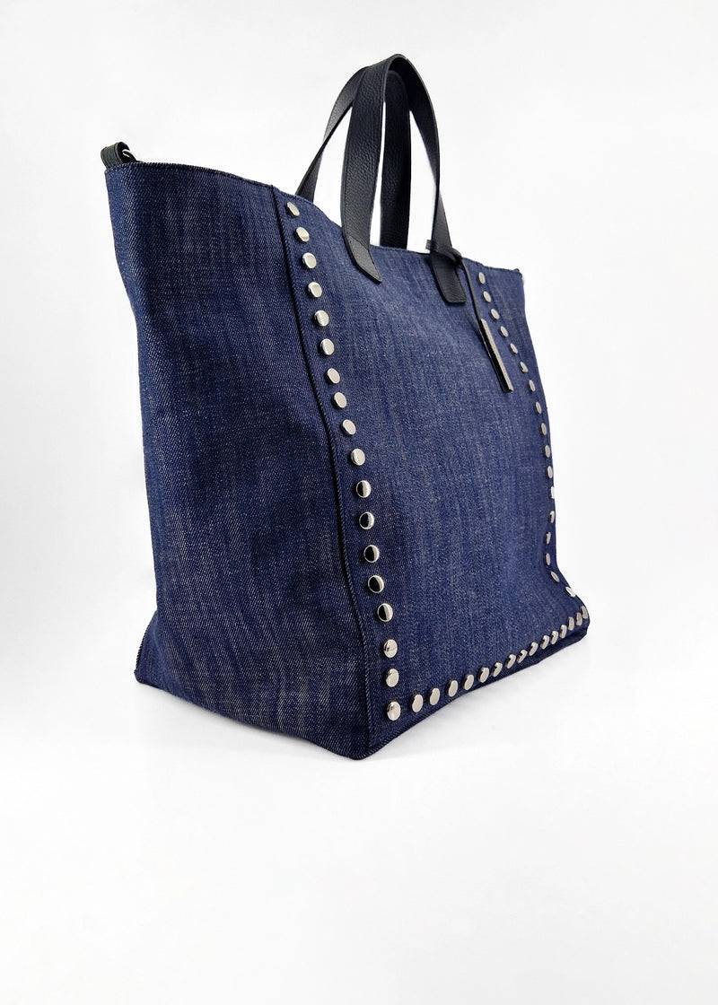 Paola T. Shopper con rivetti e pendente argento Nuovo