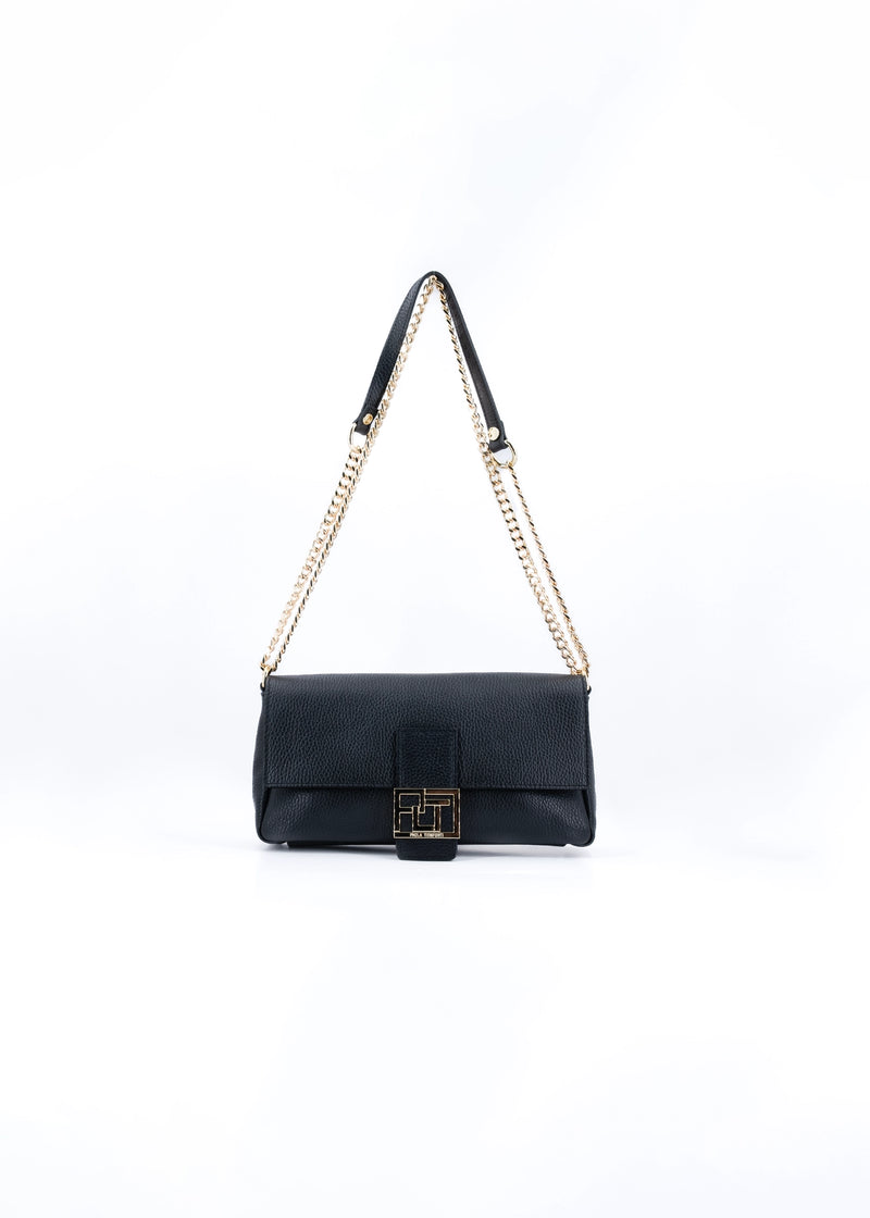 Paola T. Baguette medium in pelle morbida con dettagli oro Spedizione Gratuita