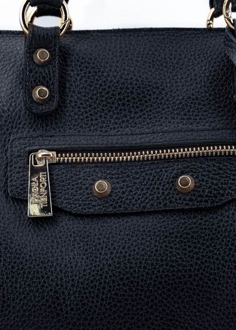 Paola T. Shopper in pelle morbida con dettagli oro Pezzi Unici