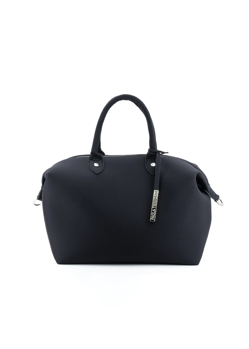 Paola T. Bauletto medium in neoprene con dettagli argento Acquista Ora