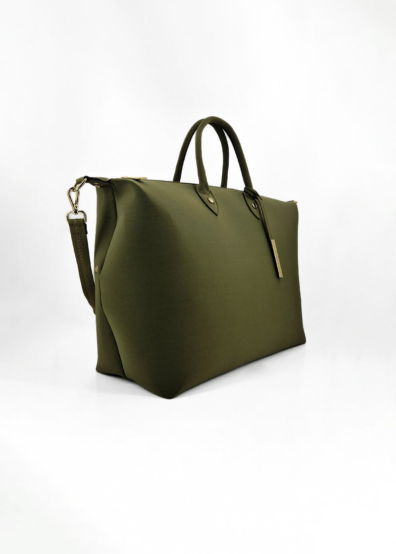 Paola T. Bauletto large in neoprene con dettagli oro Consegna Veloce