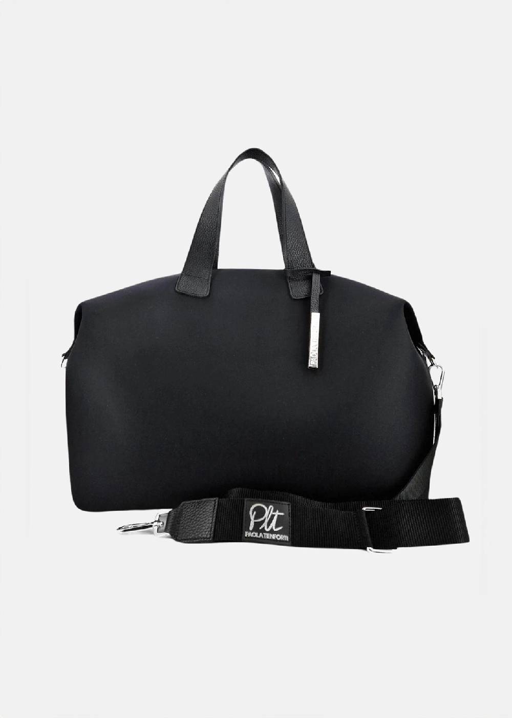 Paola T. Bauletto medium in neoprene con dettagli argento Sottocosto