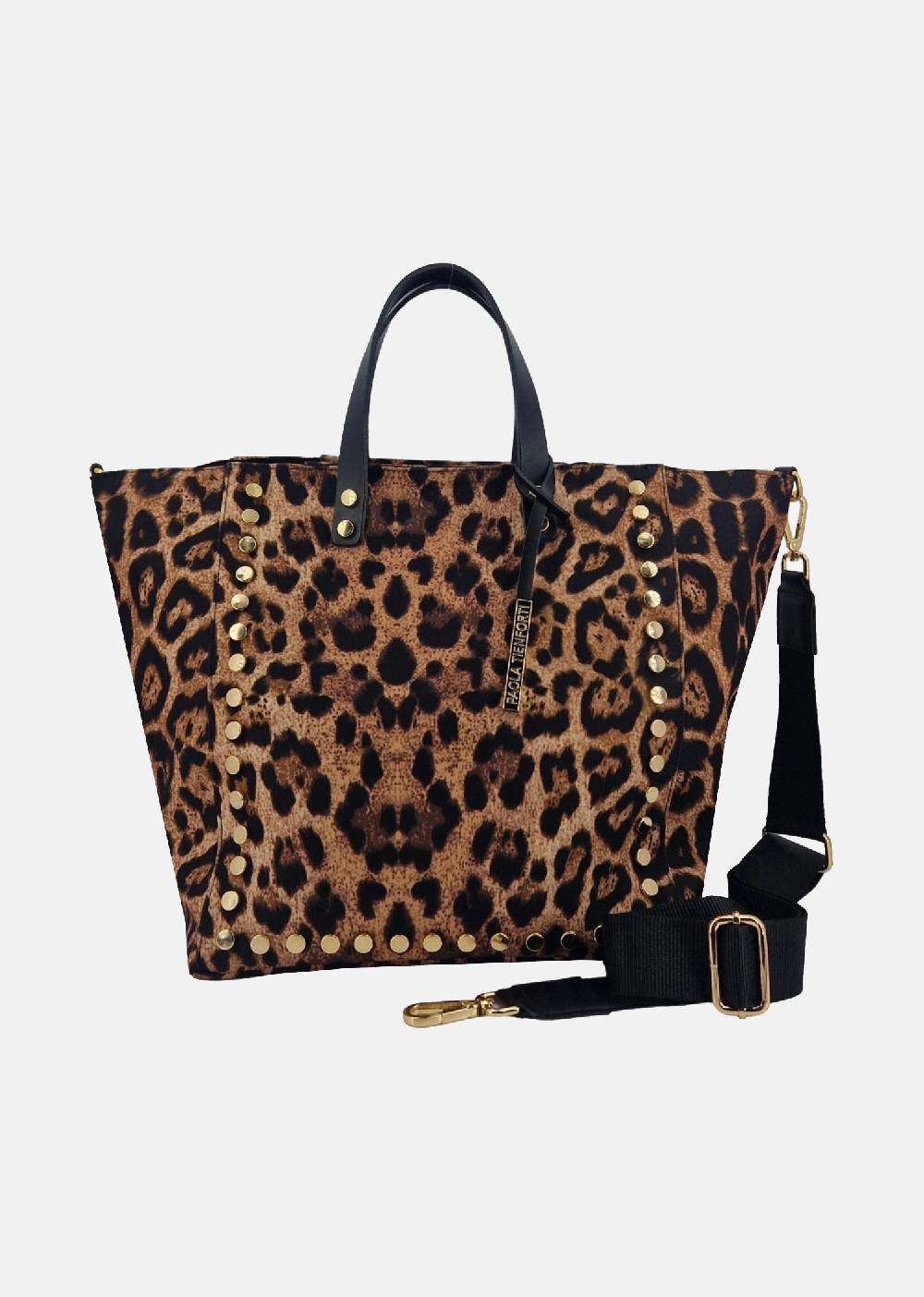 Paola T. Shopper medium con rivetti e pendente argento Convenienza