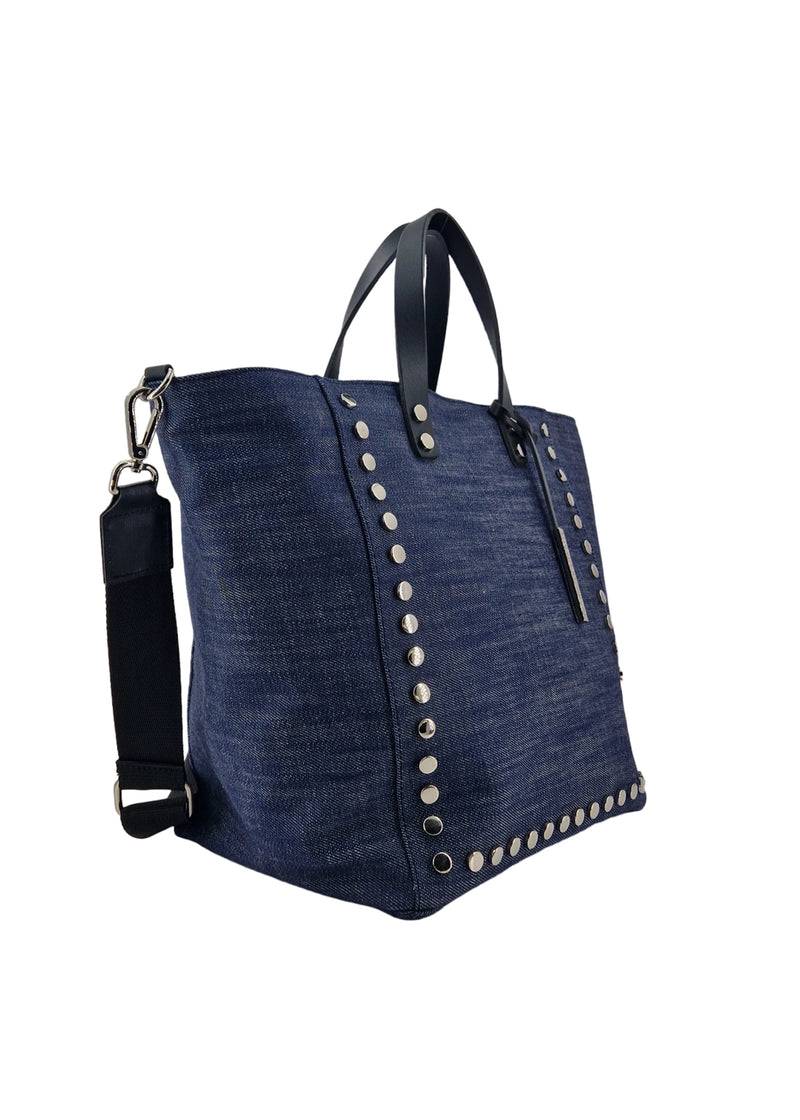 Paola T. Shopper medium con rivetti e pendente argento Novità