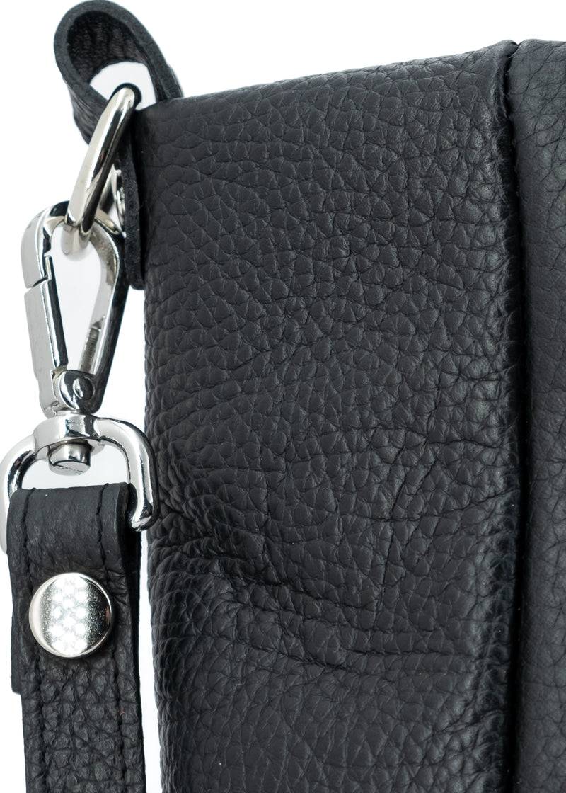 Paola T. Shopper in pelle morbida con dettagli argento In Vendita