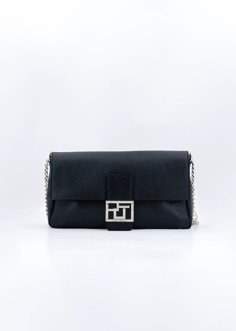 Paola T. Baguette medium in pelle morbida con dettagli argento Saldi