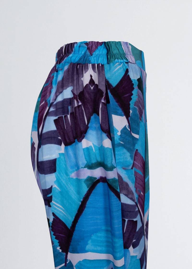 Paola T. Pantalone palazzo in viscosa stampa palm Presa