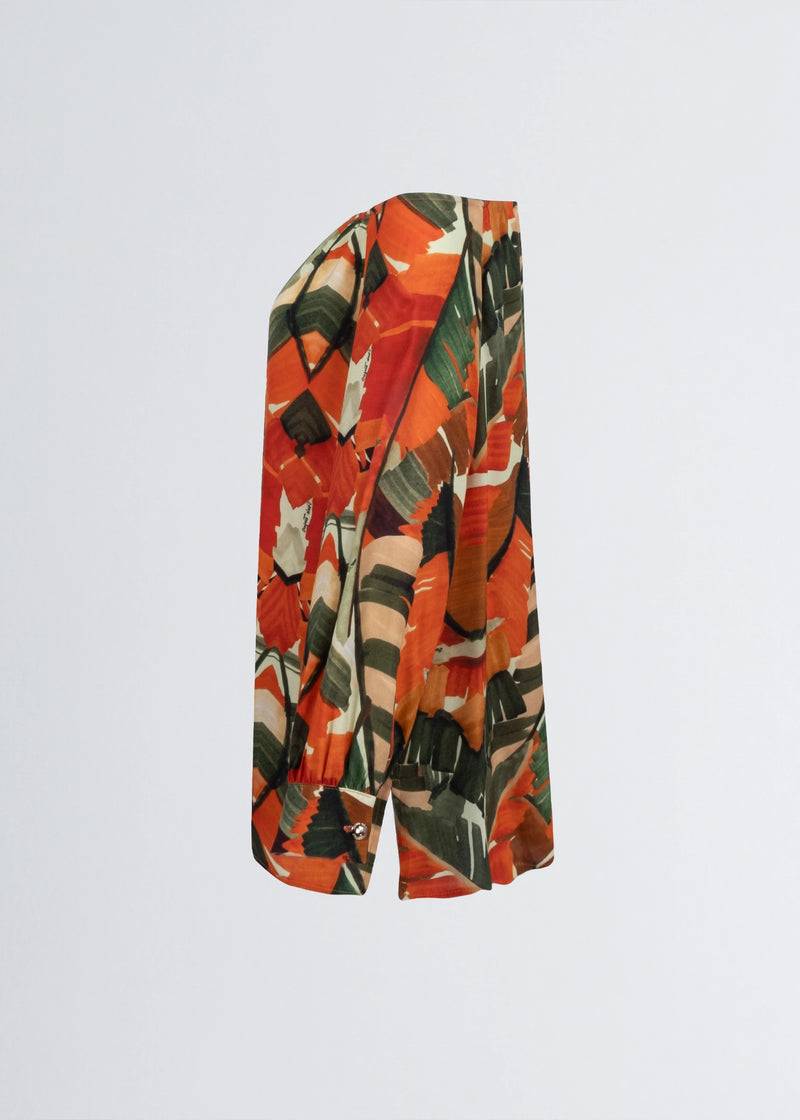 Paola T. Camicia in viscosa stampa Palm Orange I Più Venduti