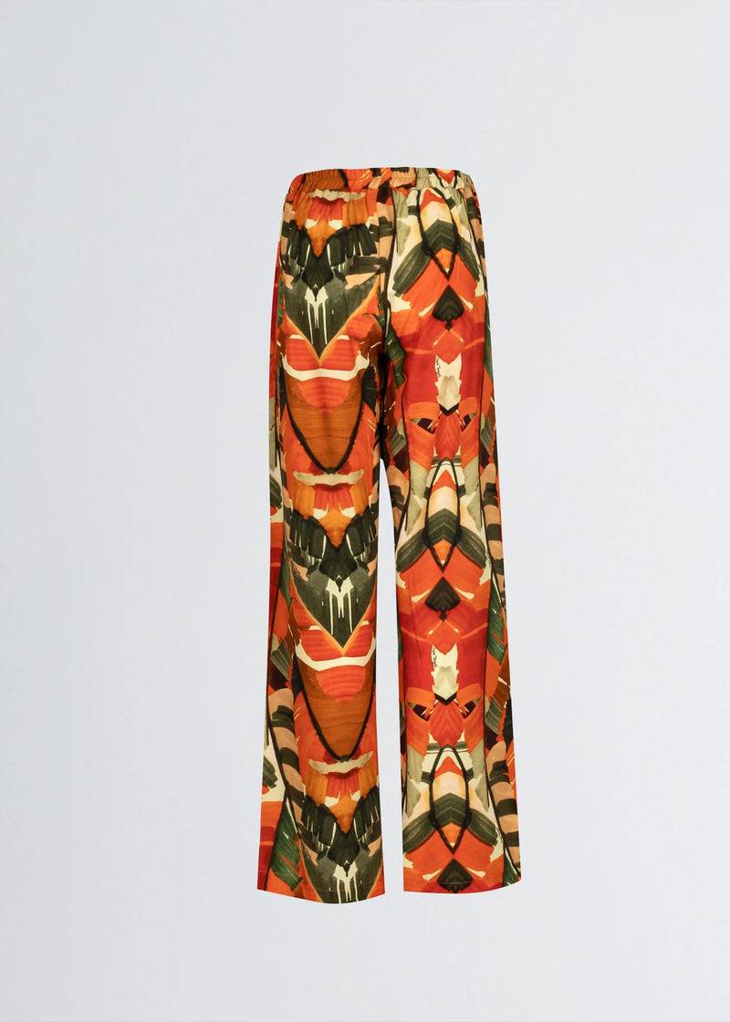 Paola T. Pantalone palazzo in viscosa stampa palm Vendite Flash