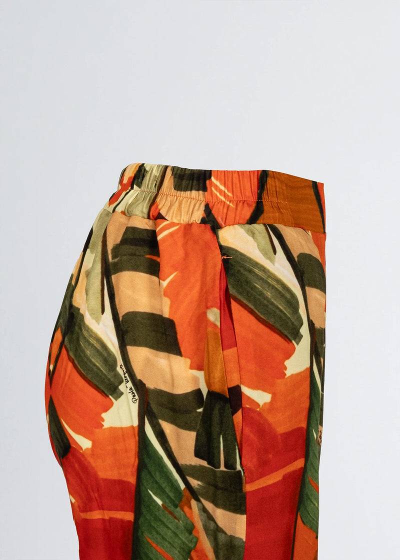 Paola T. Pantalone palazzo in viscosa stampa palm Vendite Flash