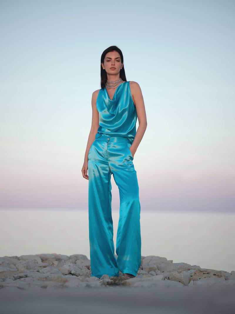 Paola T. Blusa scollatura morbida in raso Nuova