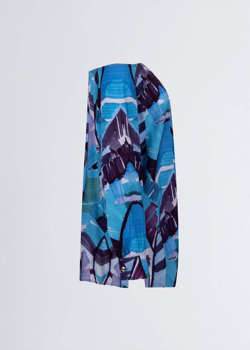 Paola T. Camicia in viscosa stampa Palm Blue In Linea