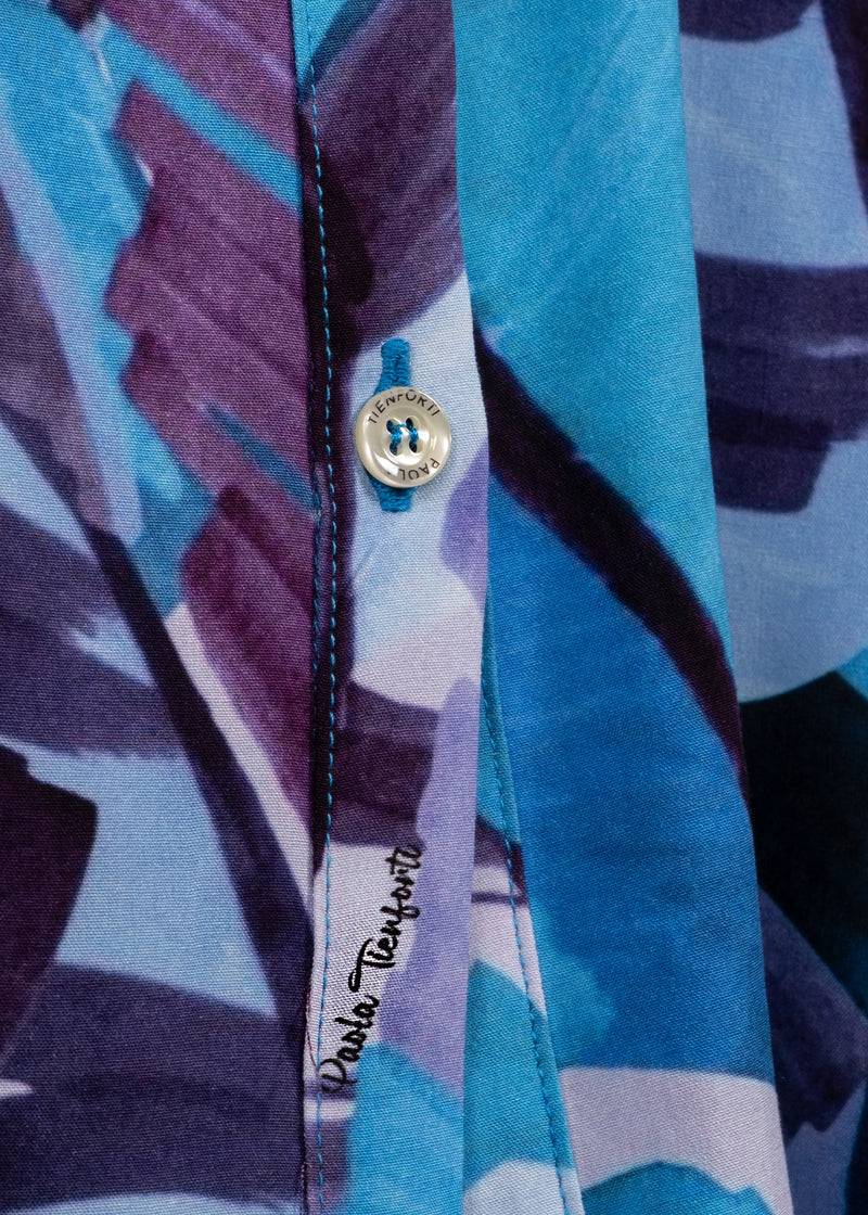 Paola T. Camicia in viscosa stampa Palm Blue In Linea