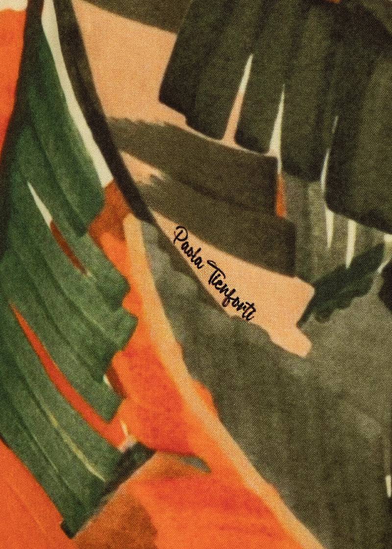 Paola T. Pantalone palazzo in viscosa stampa palm Qualità Garantita