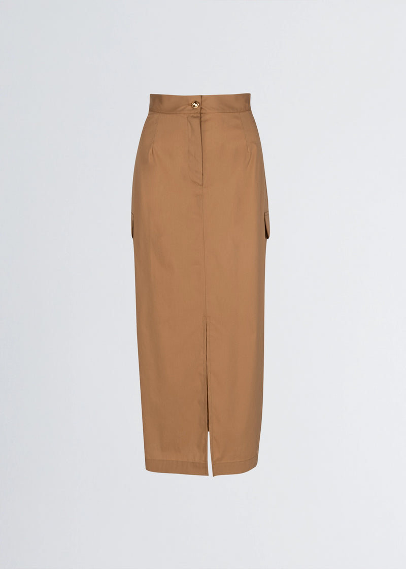 Paola T. Gonna in cotone stretch con tasconi Vendita Economica