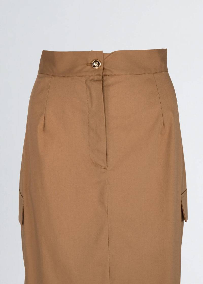 Paola T. Gonna in cotone stretch con tasconi Vendita Economica