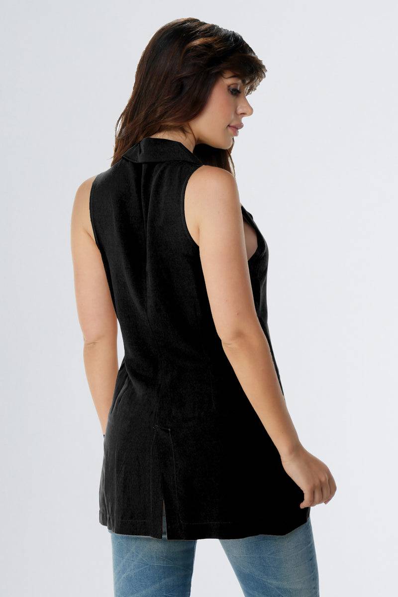 Paola T. Gilet in lino e viscosa Fino Al -60%