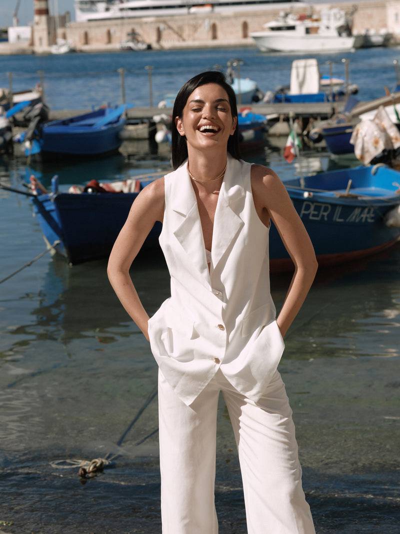 Paola T. Gilet in lino e viscosa Shopping Online