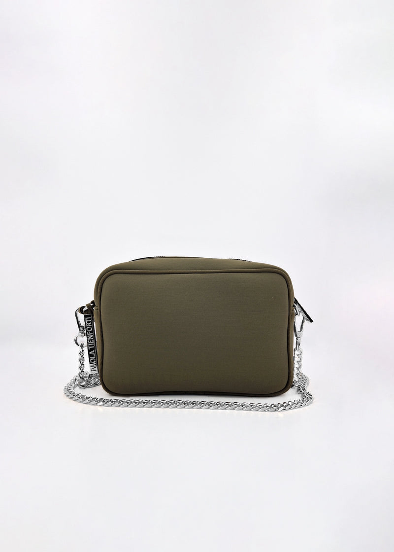 Paola T. Borsa a tracolla in neoprene con dettagli argento Affare Del Giorno