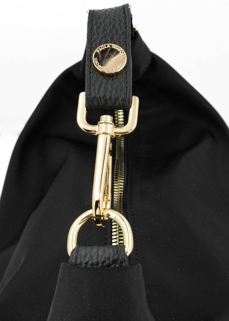 Paola T. Borsa a sacca in nylon con dettagli oro Saldi