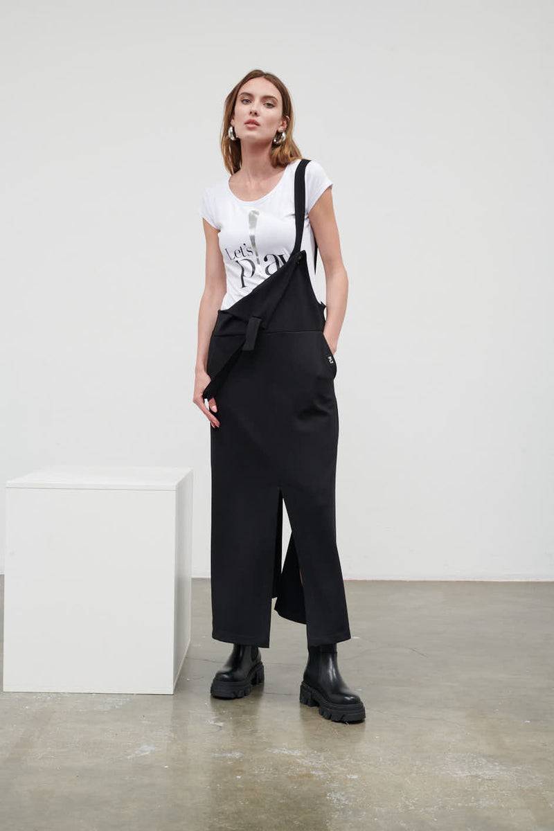 Paola T. Salopette gonna in cotone stretch 2025