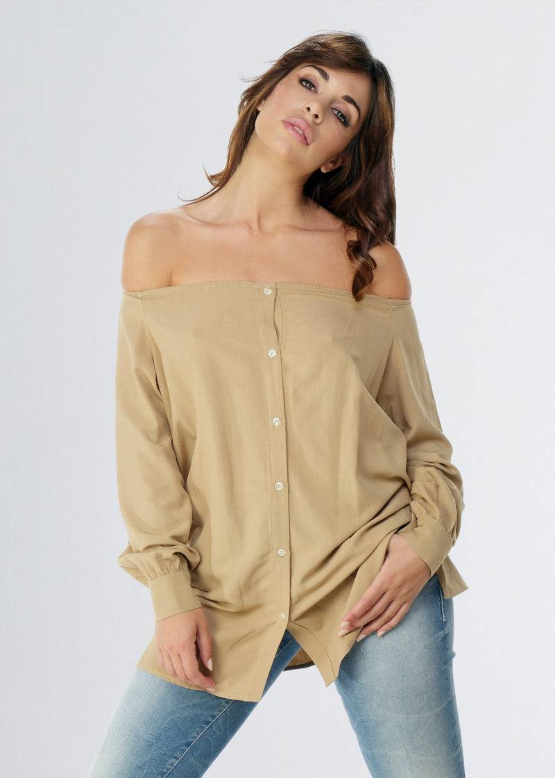 Paola T. Camicia in lino e viscosa Outlet