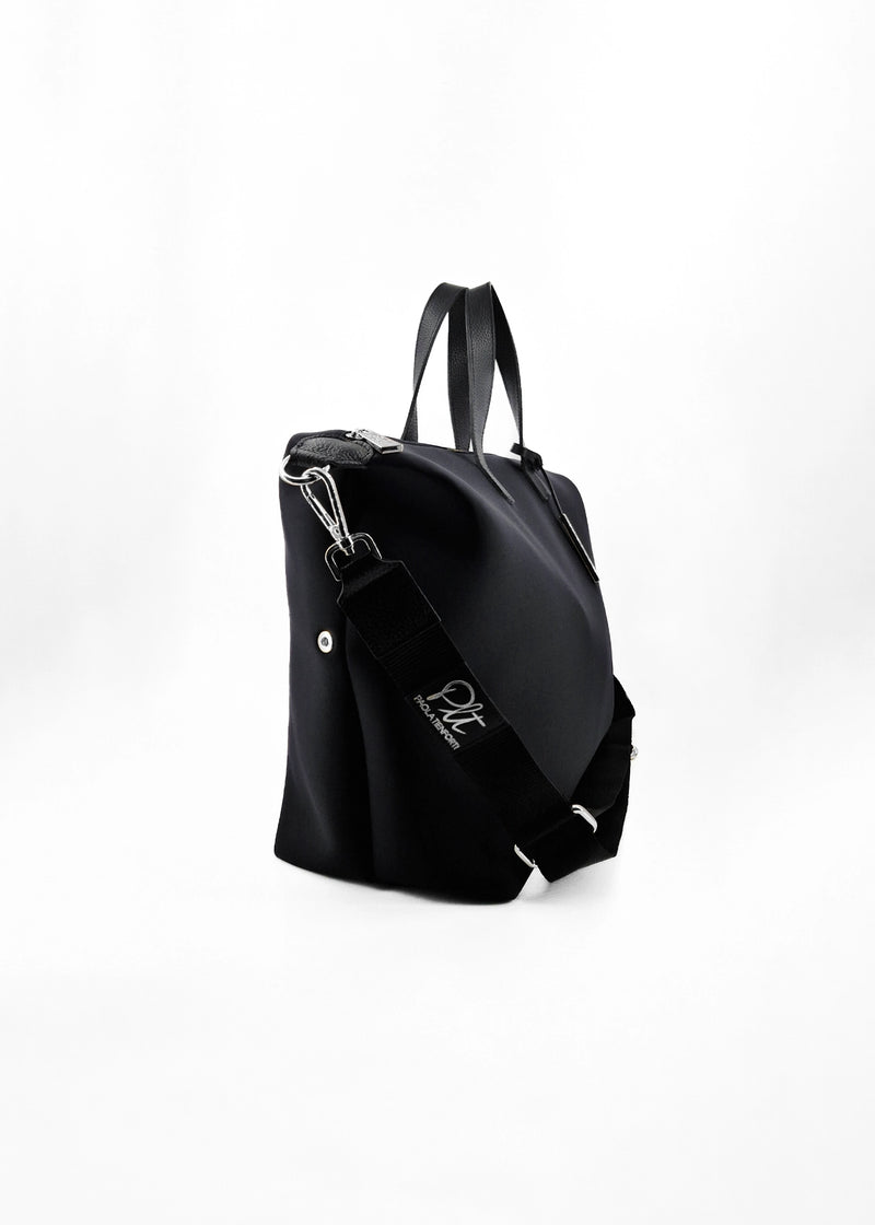 Paola T. Bauletto medium in neoprene con dettagli argento Spedizione Gratuita