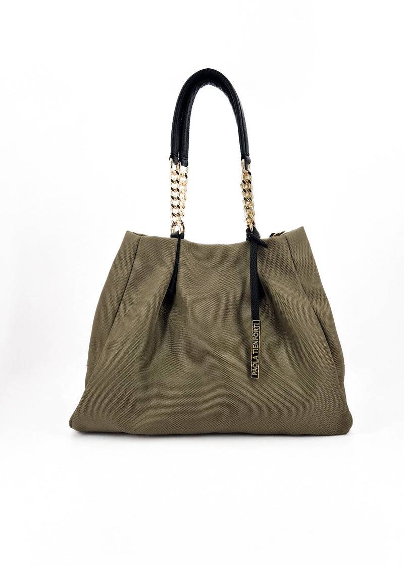 Paola T. Shopper in cordura con dettagli oro Affare Del Giorno
