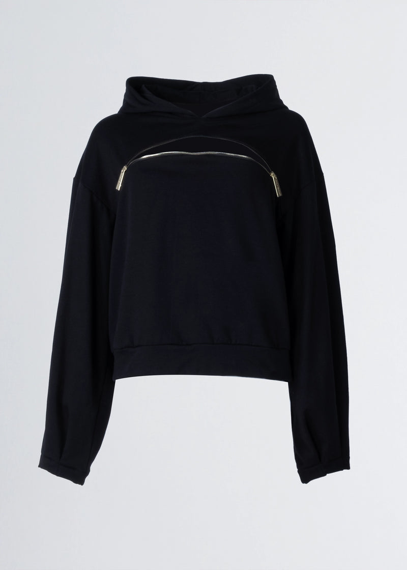 Paola T. Felpa con cappuccio e zip Vendita Calda