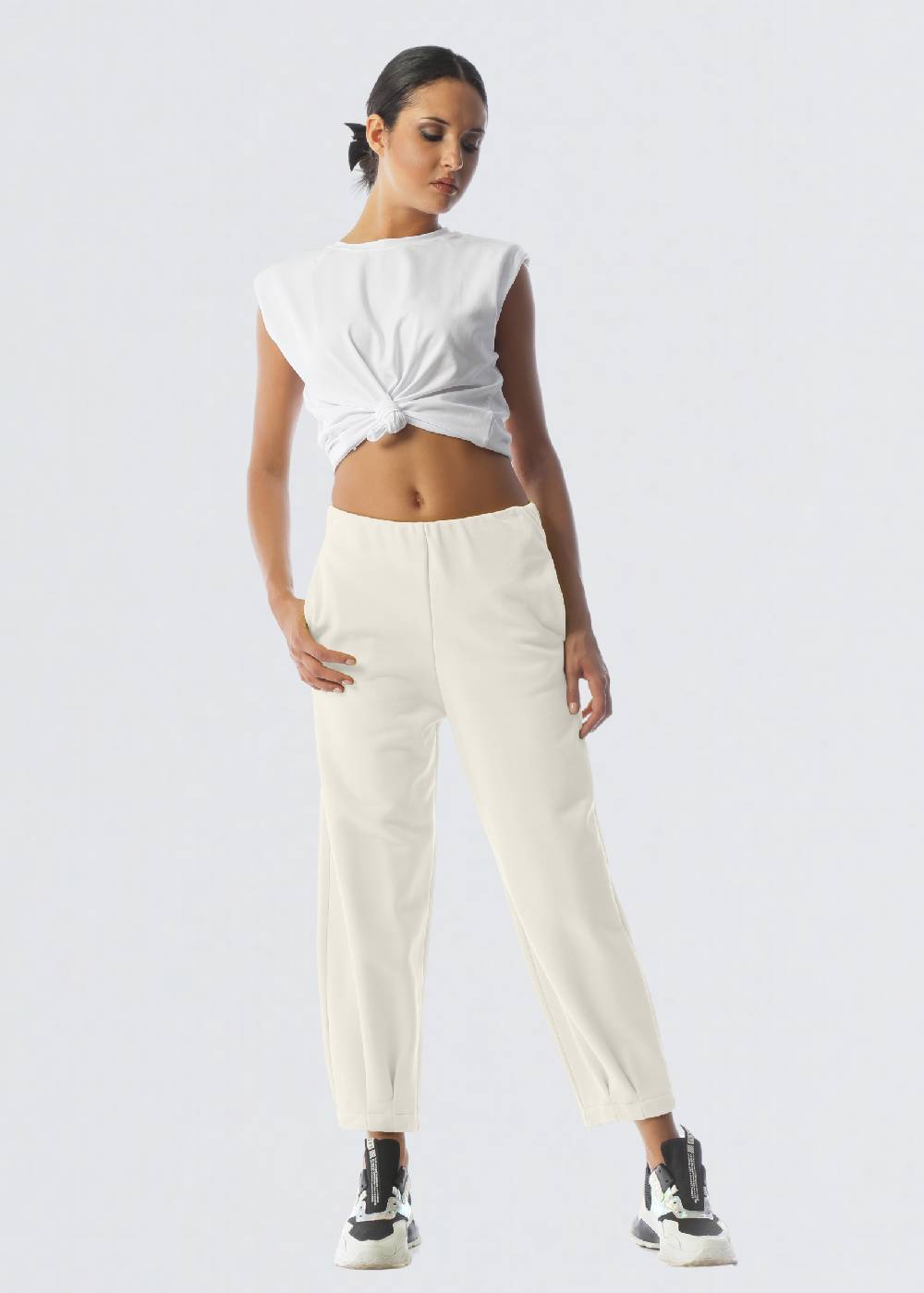Paola T. Pantalone in cotone con pinces In Saldo