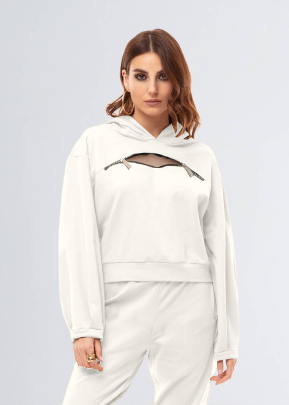 Paola T. Felpa con cappuccio e zip Offerta esclusiva