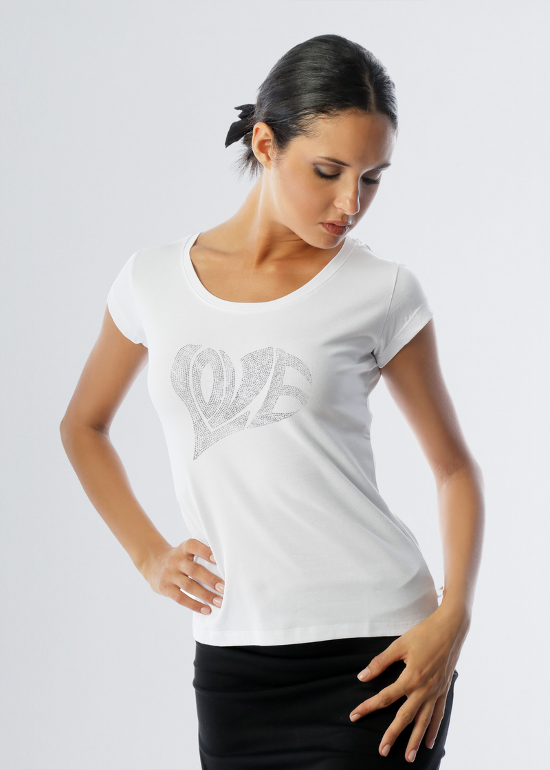 Paola T. T-shirt slim Heart Sostegno trimestrale