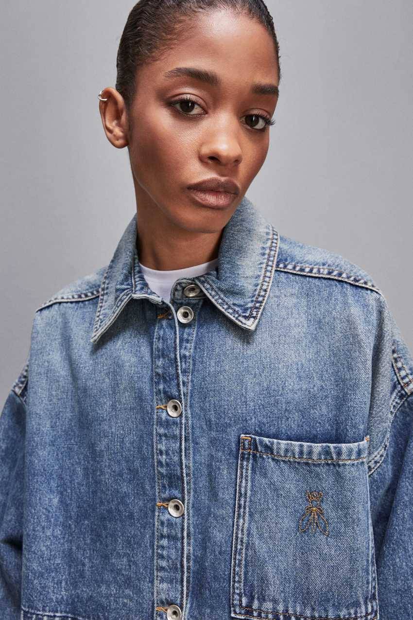 Patrizia Pepe Camicia maniche lunghe in jeans blu Online