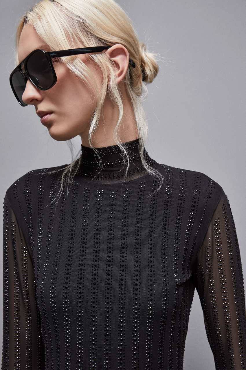 Patrizia Pepe Abito maniche lunghe con strass Consegna Veloce
