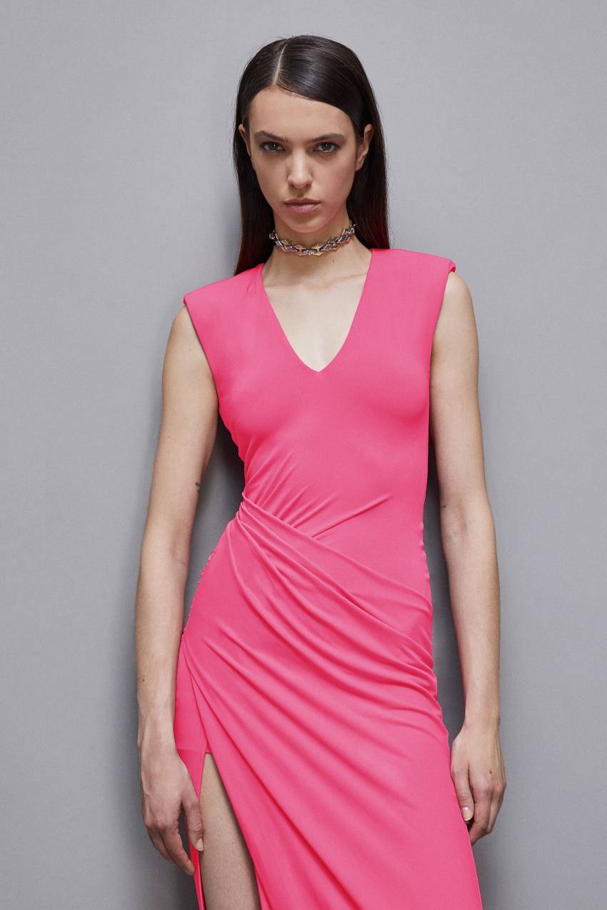 Patrizia Pepe Abito lungo con drappeggio in crepe Offerta