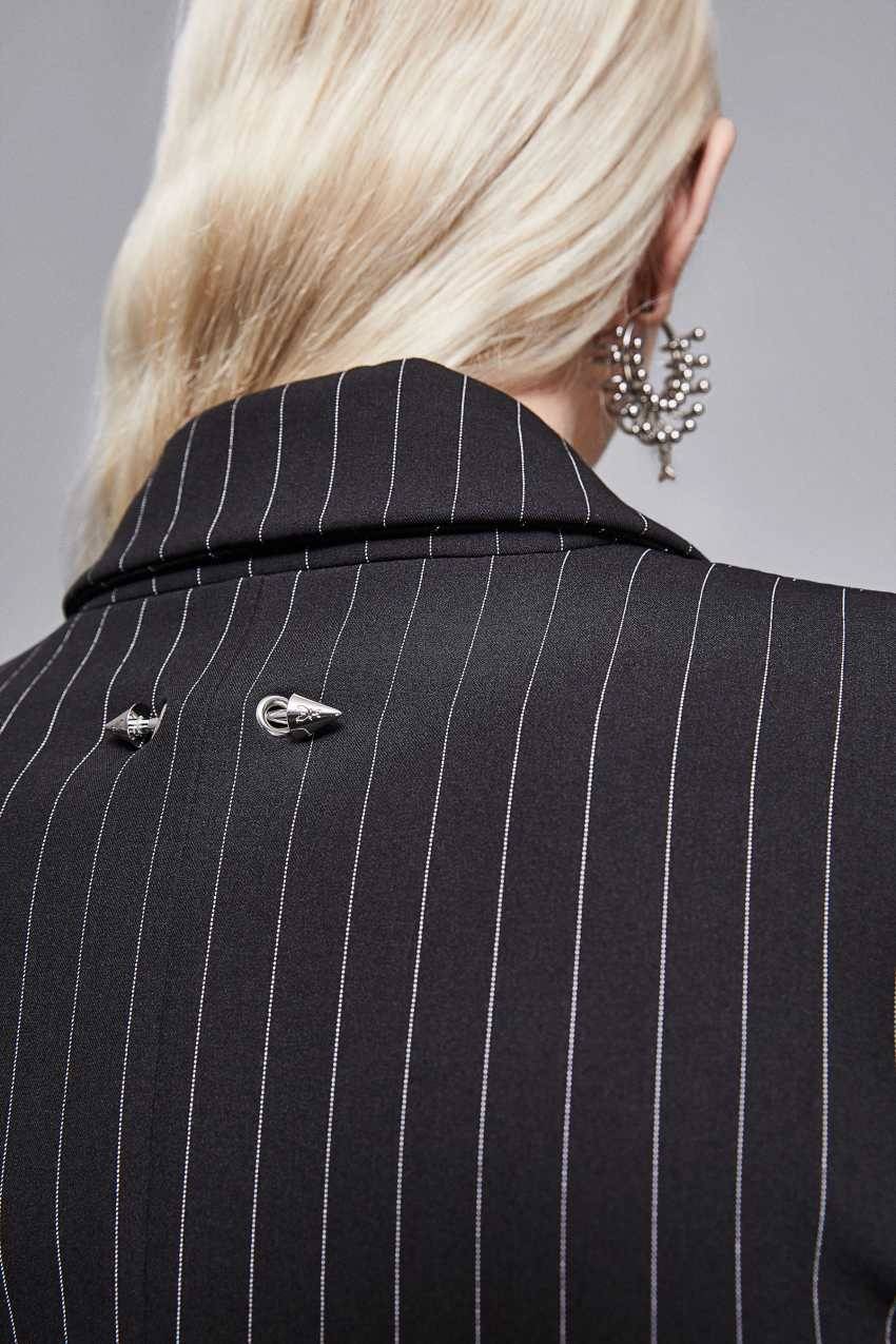 Patrizia Pepe Cappotto lungo gessato in flanella Outlet